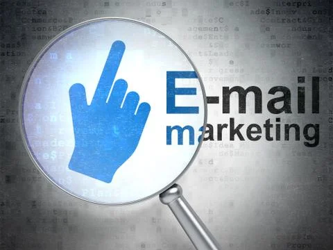 Advertising concept: Mouse Cursor and E-mail Marketing with optical glass Illustrazione stock