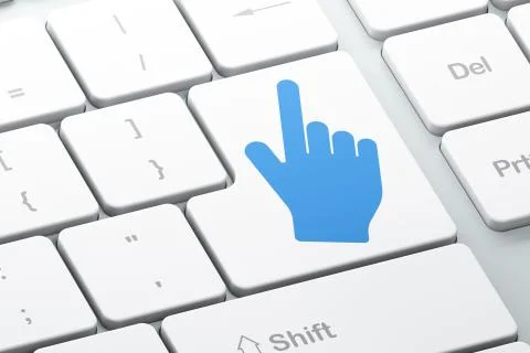 Advertising concept: Mouse Cursor on computer keyboard background Illustrazione stock