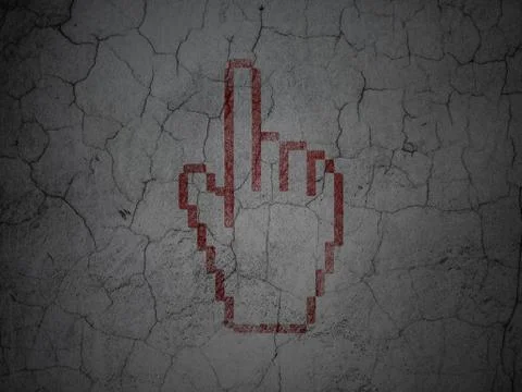 Advertising concept: Mouse Cursor on grunge wall background Illustrazione stock