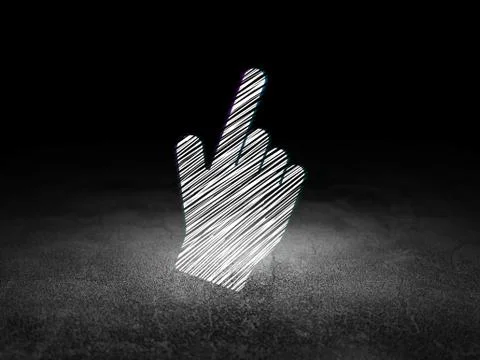 Advertising concept: Mouse Cursor in grunge dark room Illustrazione stock
