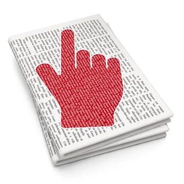 Advertising concept: Mouse Cursor on Newspaper background Illustrazione stock