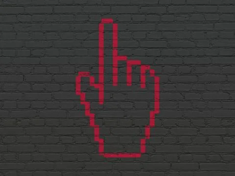 Advertising concept: Mouse Cursor on wall background Illustrazione stock