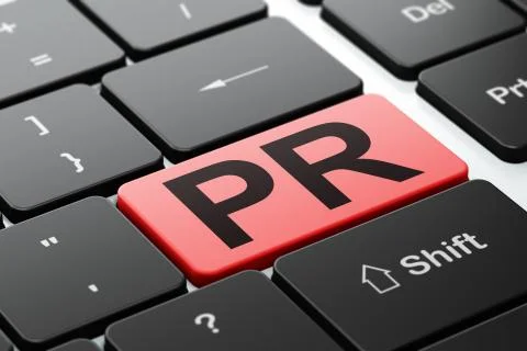 Advertising concept: PR on computer keyboard background イラスト素材