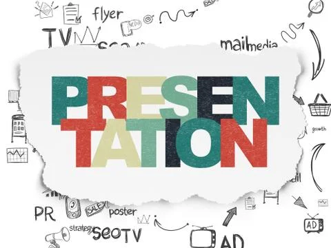 Advertising concept: Presentation on Torn Paper background Stock Illustration