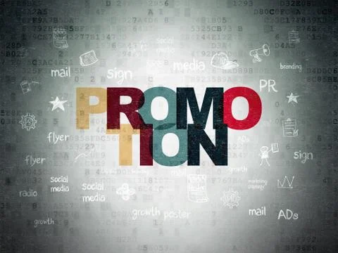 Advertising concept: Promotion on Digital Data Paper background Illustrazione stock