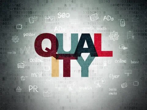 Advertising concept: Quality on Digital Data Paper background Stock Illustration