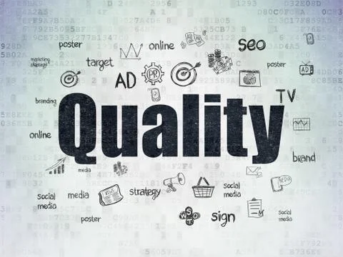 Advertising concept: Quality on Digital Data Paper background Stock Illustration