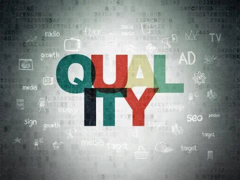 Advertising concept: Quality on Digital Data Paper background Stock Illustration