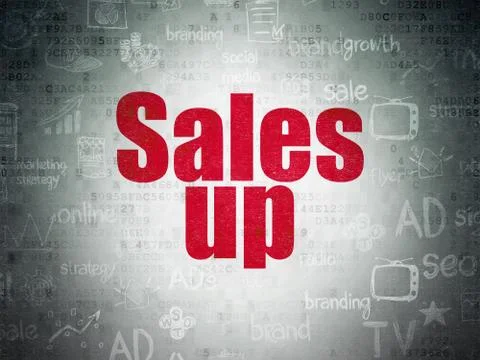 Advertising concept: Sales Up on Digital Data Paper background Illustrazione stock