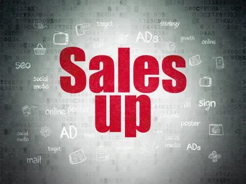 Advertising concept: Sales Up on Digital Data Paper background 库存插图