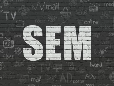 Advertising concept: SEM on wall background Ilustração Stock