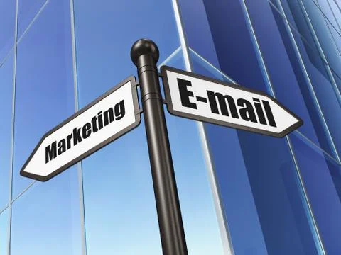 Advertising concept: sign E-mail Marketing on Building Ilustración de archivo