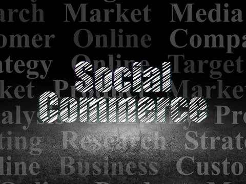 Advertising concept: Social Commerce in grunge dark room Ilustración de archivo