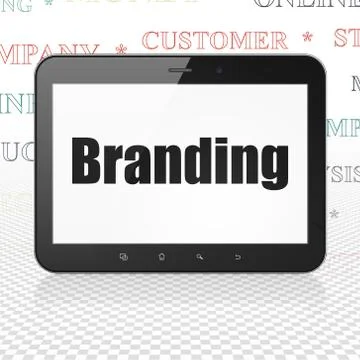 Advertising concept: Tablet Computer with Branding on display Stock Illustration