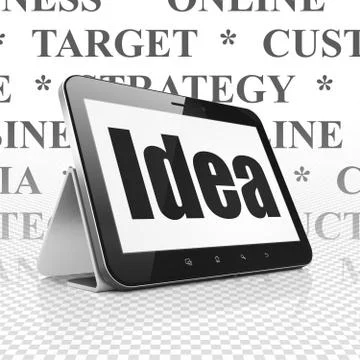 Advertising concept: Tablet Computer with Idea on display Illustrazione stock