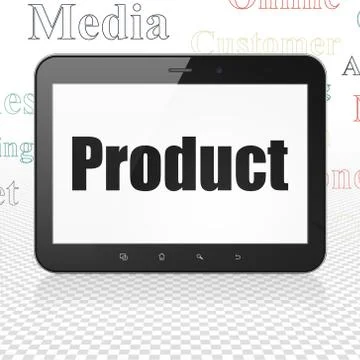 Advertising concept: Tablet Computer with Product on display Illustrazione stock