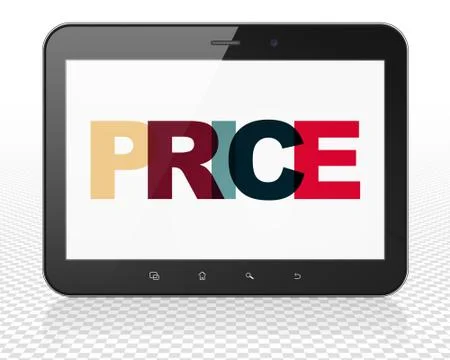 Advertising concept: Tablet Pc Computer with Price on  display Stock Illustration