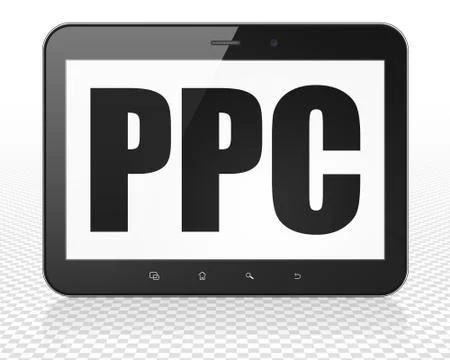 Advertising concept: Tablet Pc Computer with PPC on display Illustrazione stock