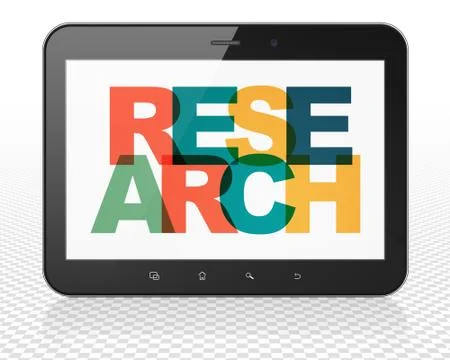 Advertising concept: Tablet Pc Computer with Research on  display Stock Illustration