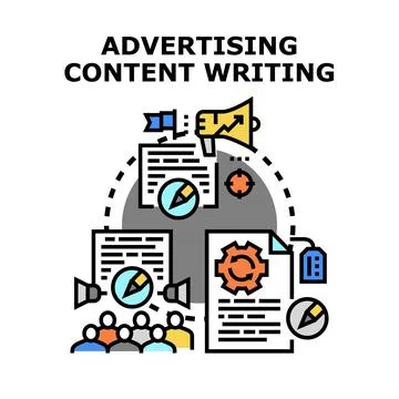 Advertising content writing strategy developing concept イラスト素材