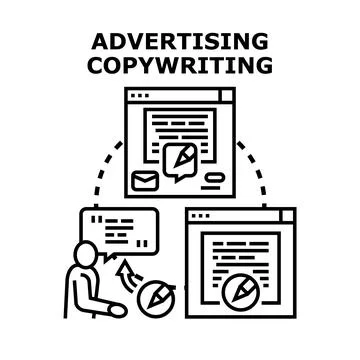 Advertising copywriting creating digital content marketing strategy Stock Illustration