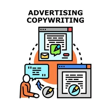 Advertising copywriting creating digital content marketing strategy Illustrazione stock