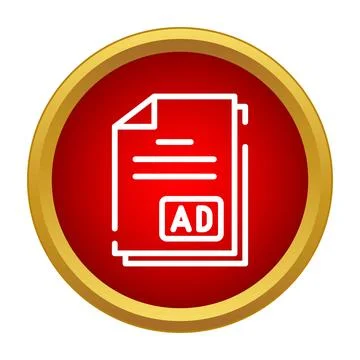 Advertising document flat line icon in red circle Stock Illustration