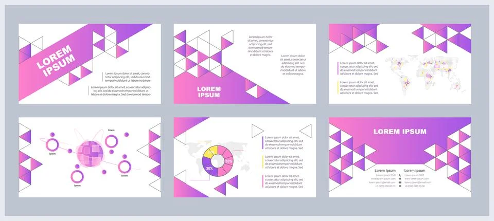 Advertising effectiveness presentation templates set Stock Illustration