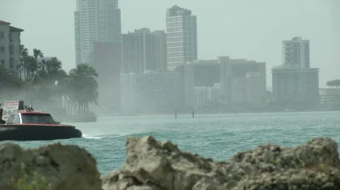 Advertising hovercraft in Miami Stock Footage 38126751