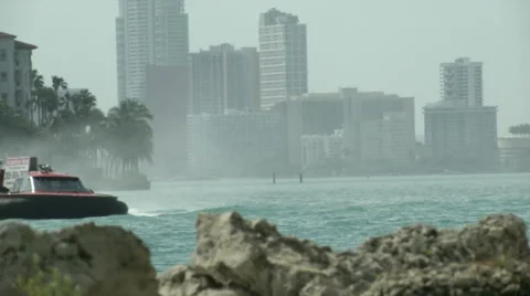 Advertising hovercraft in Miami Stock Footage 67568505