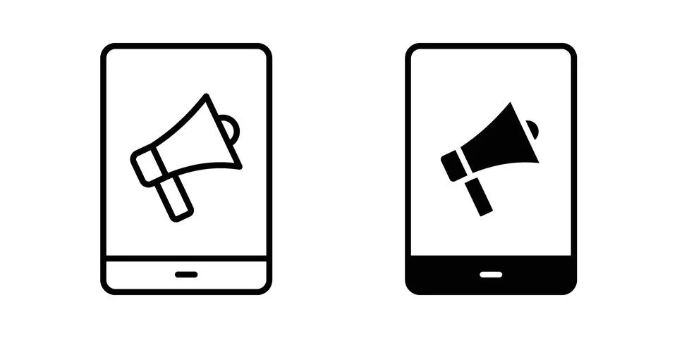 Advertising icon linear versions pack on white background Stock Illustration