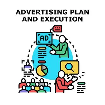 Advertising plan and execution strategy concept Stock Illustration
