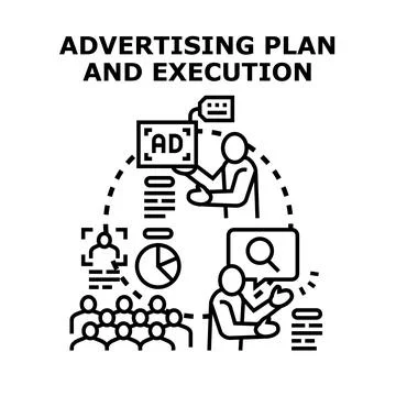 Advertising plan and execution strategy concept Stock Illustration