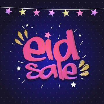 Advertising Poster Design With Stylish Eid Sale Font, Confetti, Crescent Mo.. Stock Illustration