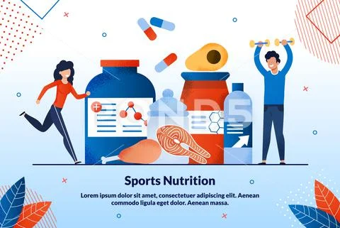 Advertising Poster Sports Nutrition Lettering. Healthy Nutrition for Internal Stock Illustration