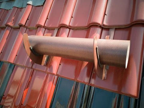 Advertising sample tiled roof,segment of snow-holding structure,snow retainer Stock Photos