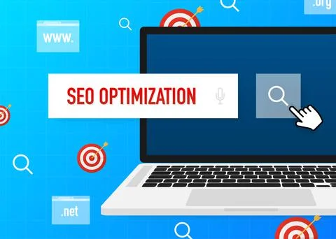 Advertising with seo optimization for web marketing design. Social media flat Иллюстрация