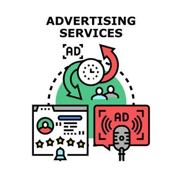 Advertising services concept creating digital marketing strategies Stockillustratie