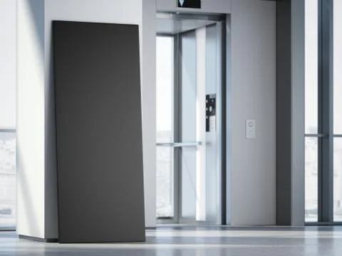 Advertising stand in the office hall. 3d rendering Stock Illustration