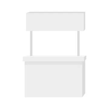 Advertising stand. Realistic empty modern simple shelf or counter Stock Illustration