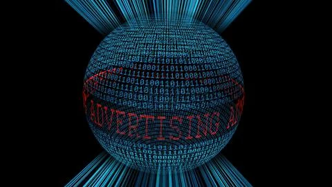 Advertising on the web binary data sphere Stock Illustration
