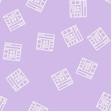 Advertising on web site line vector seamless pattern Stock Illustration