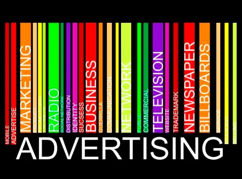 Advertising word concept in barcode Stock Illustration