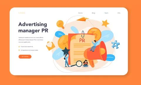 Advertsing manager web banner or landing page. Commercial advertisement Stock Illustration