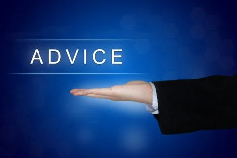 Advice button on blue background Stock Photos