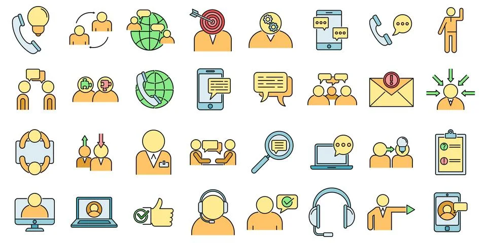 Advice communication icons set vector color イラスト素材