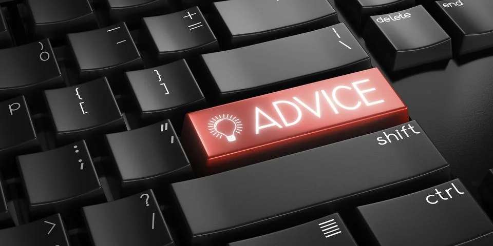 Advice - computer keyboard - 3D illustration Stock Illustration