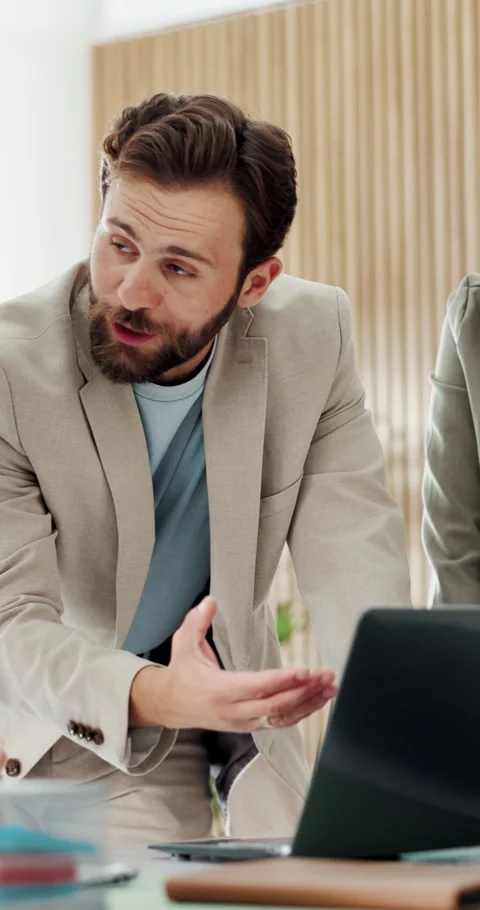 Advice, man and laptop in office for writer, news reporting and website update. Stock Footage 330654027