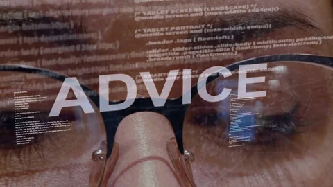 Advice text on background of female developer Stock Footage 106665013