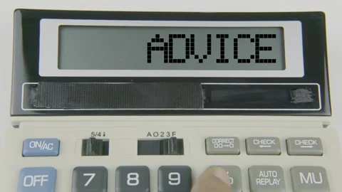 Advice Text or Words and Hand Typing  Concept Calculator Stock Footage 307016530